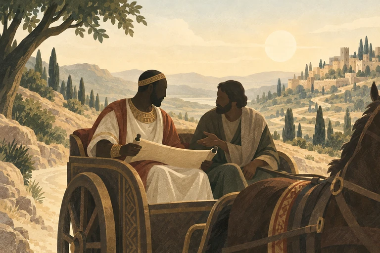 Philip shares the Gospel with the Ethiopian official